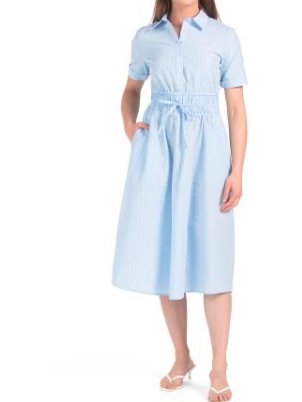 Nanette Lepore Light Blue Collared Midi Shirt Dress